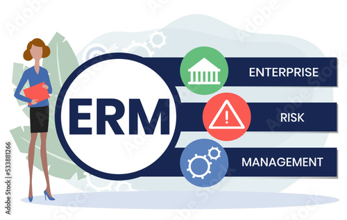 ERM - Enterprise Risk Management. business concept. Vector infographic illustration for presentations, sites, reports, banners