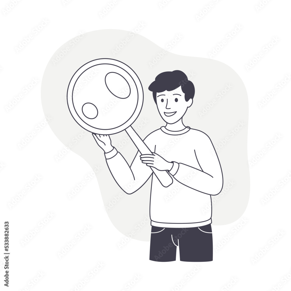 Man Character with Magnifying Glass Looking in Future Observing Vector Illustration Man Character with Magnifying Glass Looking in Future Observing Vector Illustration