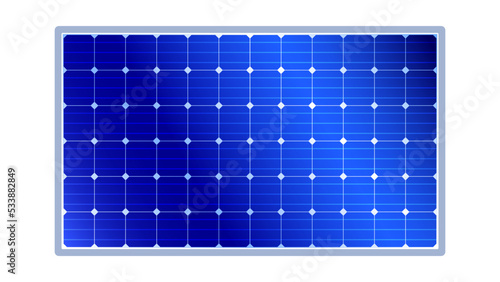 青色の太陽光パネル、ソーラー発電、詳細なテクスチャーのベクターアイコンイラスト素材