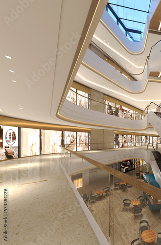 shopping mall interior, 3d rendering
