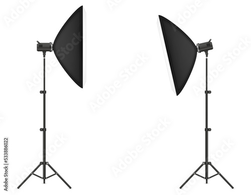 softbox with flash on tripod for a photo studio vector illustration