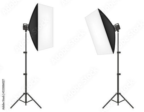 softbox with flash on tripod for a photo studio vector illustration