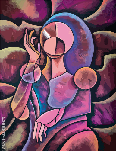 abstract girl cubist style