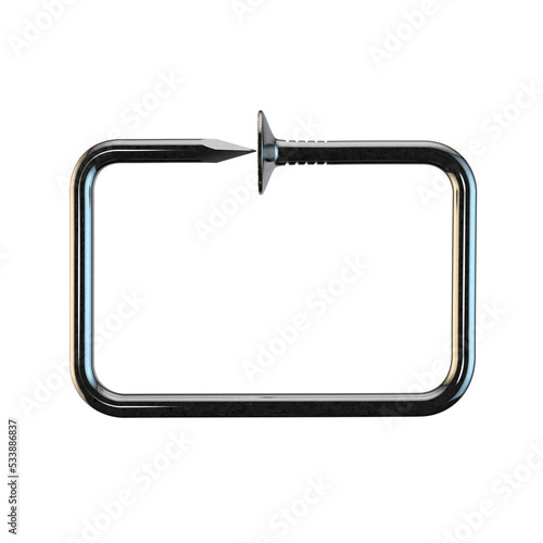 Steel nail. Rectangle frame...