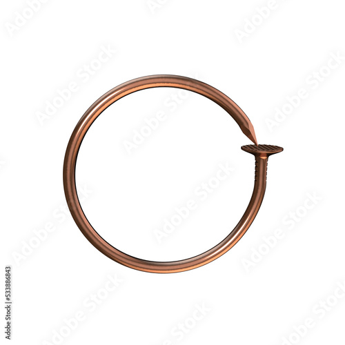 Copper nail. Circle frame. ...