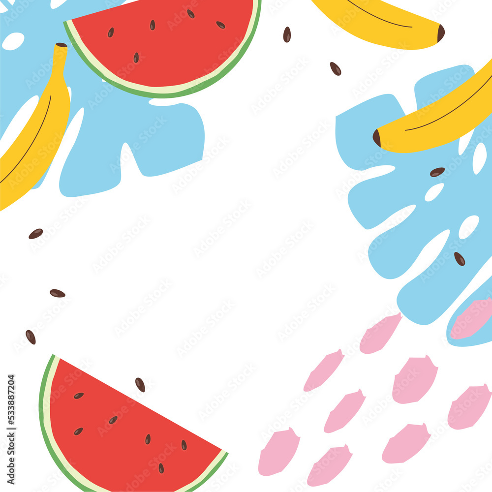 Tropical fruit frame illustration