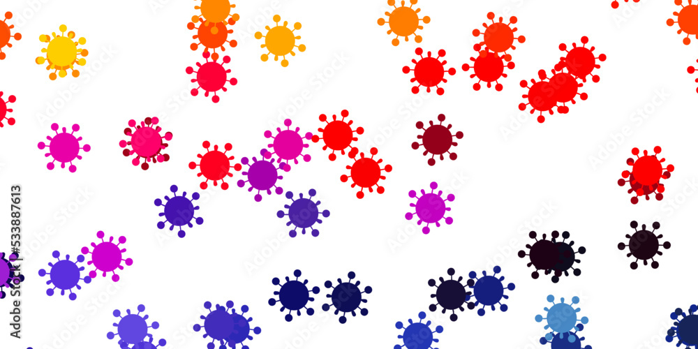 Light pink, yellow vector pattern with coronavirus elements.