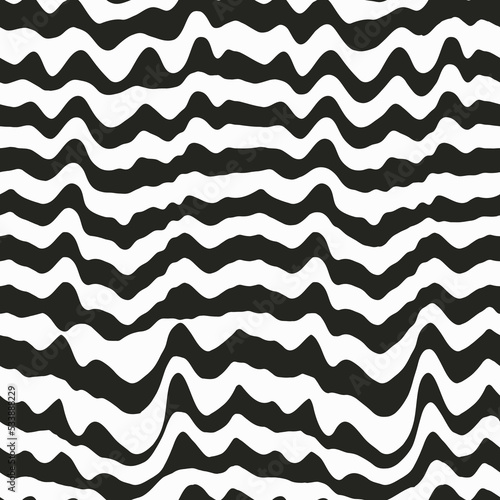 Black psychedelic curved lines. Seamless texture.