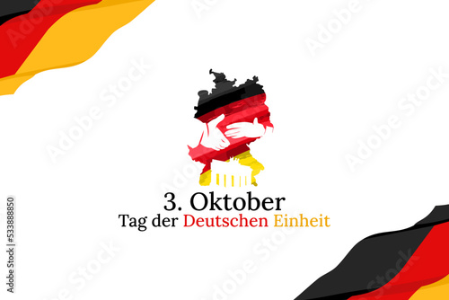 Translation: October 3, German Unity Day, vector illustration.  Suitable for greeting card, poster and banner.