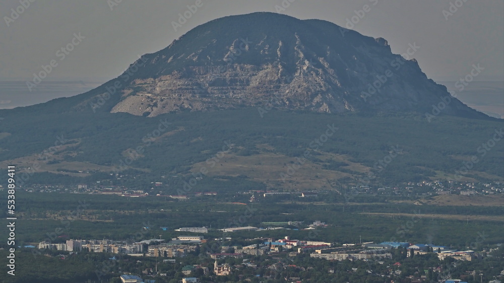 View of Mount Zmeyka and the surrounding landscape from Mount Mashuk. Pyatigorsk, North Caucasus, Russia.