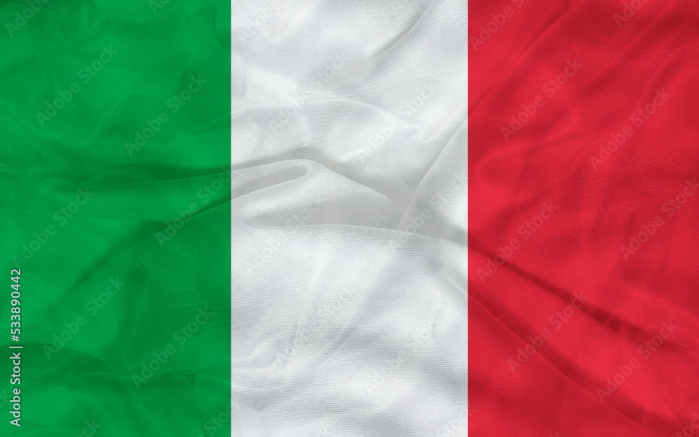 Italian flag blowing in the wind. Part of a series. High quality illustration.