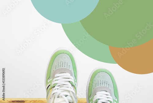 Fashionable sneakers isolated on background. Sport shoes. Sneakers. Copy space