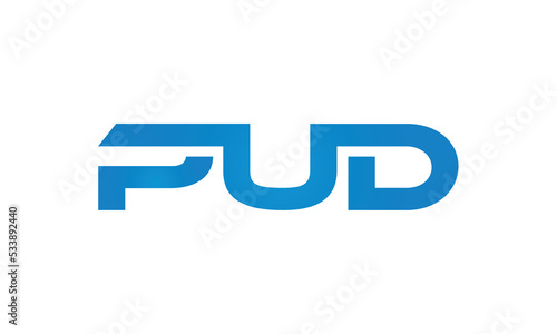 PUD monogram linked letters, creative typography logo icon