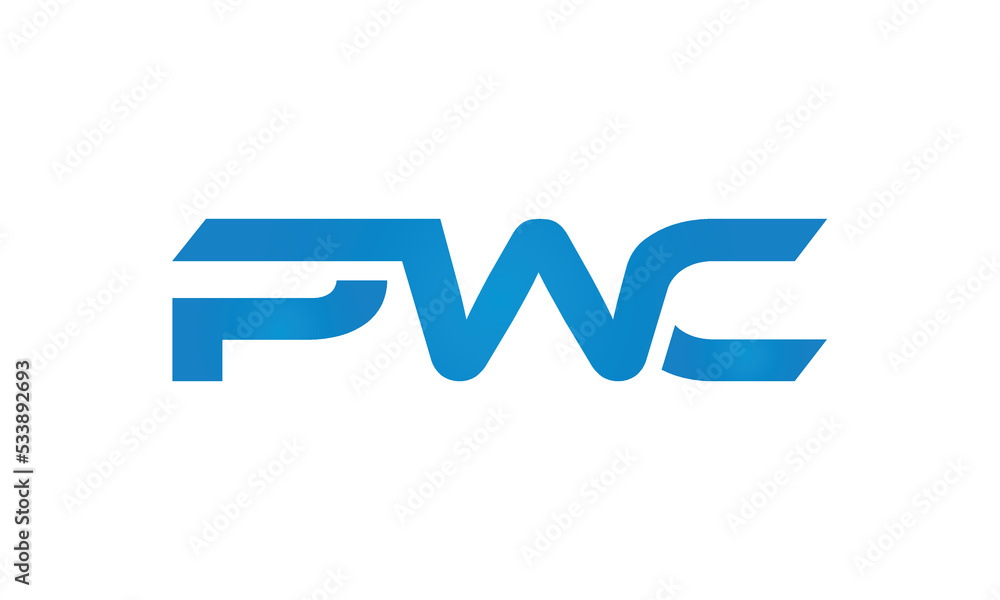 PWC monogram linked letters, creative typography logo icon PWC monogram linked letters, creative typography logo icon