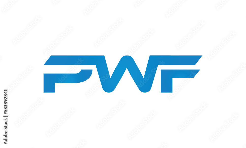 PWF monogram linked letters, creative typography logo icon PWF monogram linked letters, creative typography logo icon