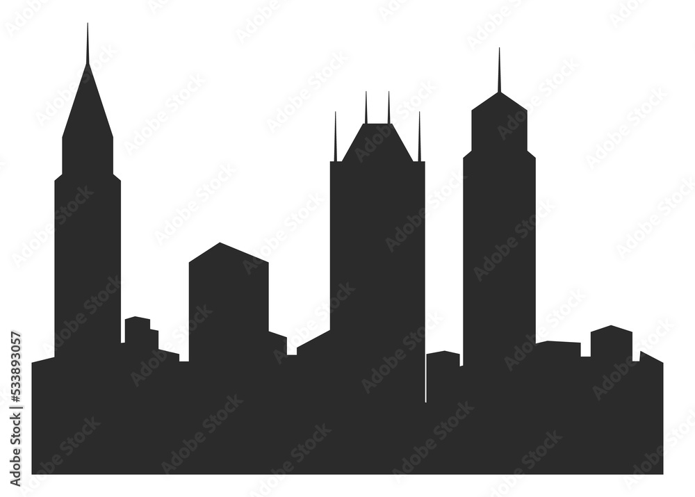 Big city symbol. High skyscrapers black silhouettes