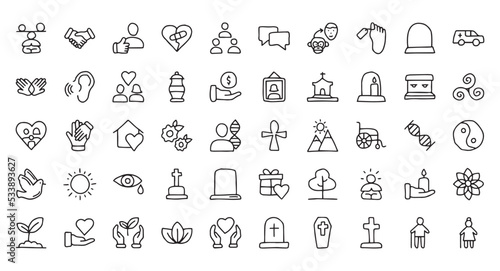 life evolution & death icon set, handdrawn icon