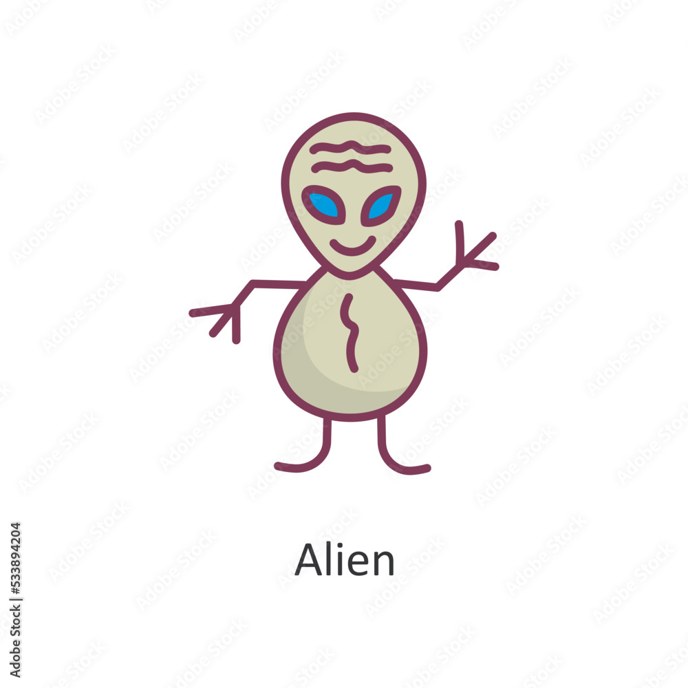 Alien Vector Filled outline Icon Design illustration. Space Symbol on White background EPS 10 File Alien Vector Filled outline Icon Design illustration. Space Symbol on White background EPS 10 File