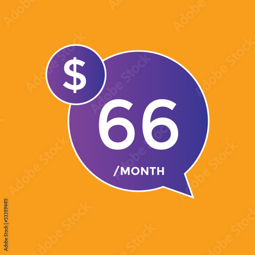 66 dollar price tag. 66$ dollar USD price symbol. price 66 Dollar sale banner in USD. Business or shopping promotion marketing concept  © creativeKawsar