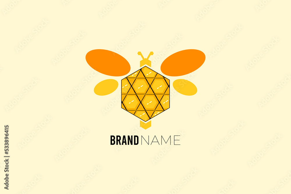 Honey bee logo. This pretty logo is great for honey brands, honey farms, and kids stores.