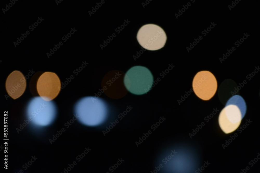 Abstract background. blur bokeh. Blurry multicolor light from the lamp in the distance Abstract background. blur bokeh. Blurry multicolor light from the lamp in the distance