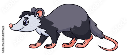 Cute grey rat. Funny mouse in cartoon style