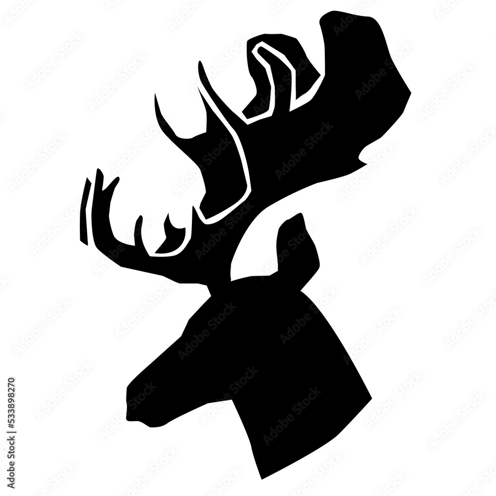 silhouette of head of reindeer. Vector illustration. silhouette of head of reindeer. Vector illustration.