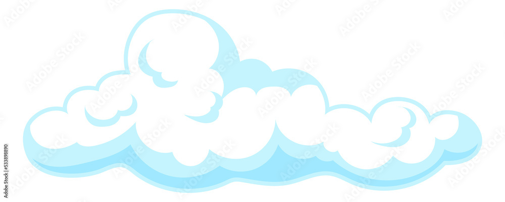 Fluffy cloud. Cartoon curly soft weather icon