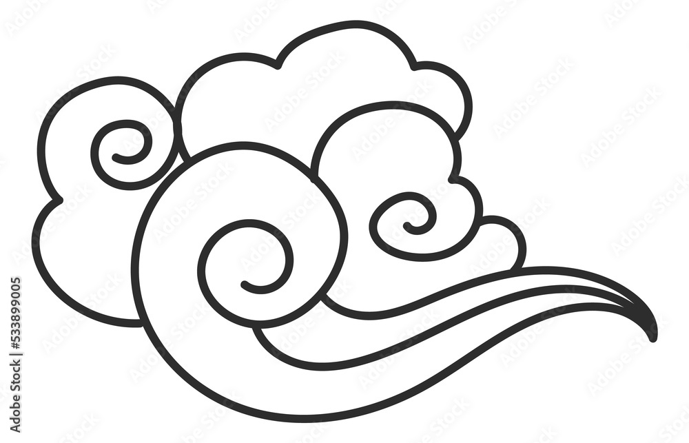 Cloud decorative element in japanese ink calligraphy style Cloud decorative element in japanese ink calligraphy style