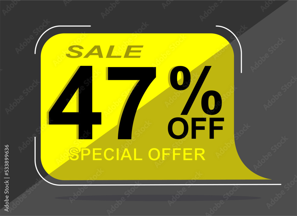 Sale tag 47% forty seven percent off, vector illustration, balloon shape.