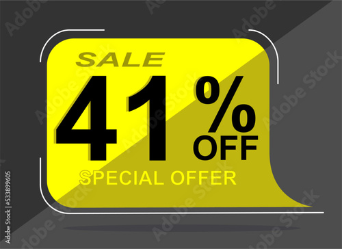 Sale tag 41% forty one percent off, vector illustration, balloon shape.