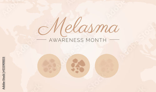 Nude Melasma Awareness Month Background Design with World Map