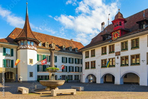 The old city square of Thun with town hall of the 16th century