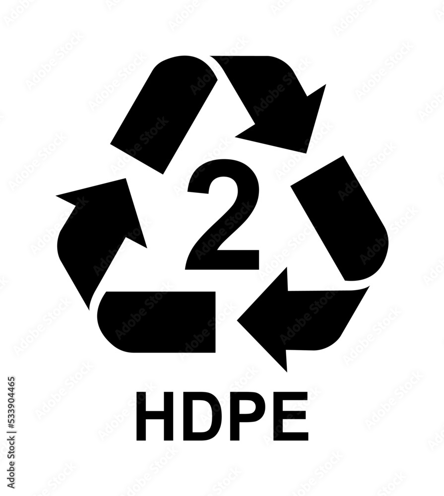 Recycling Symbols For Plastic. Vector icon illustration (HDPE) Recycling Symbols For Plastic. Vector icon illustration (HDPE)