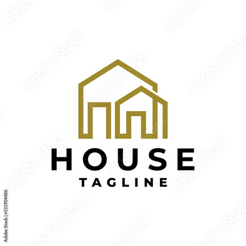 house logo with line art style. good for real estate company or any business related to house.