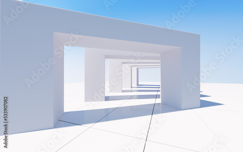 White abstract geometric architecture, 3d rendering. © 婷婷 季
