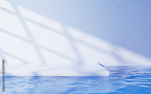 Empty stage with water scene  3d rendering.
