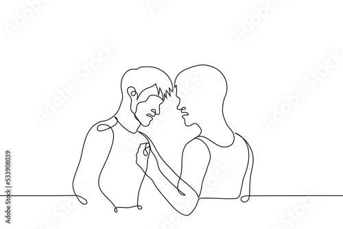 conflicting men grabbed each other and look aggressively - one line drawing vector. concept dangerous conflict, male aggression, danger, tension, violence