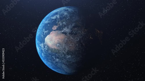 Realistic CGI footage of the planet earth seen from space in 4K