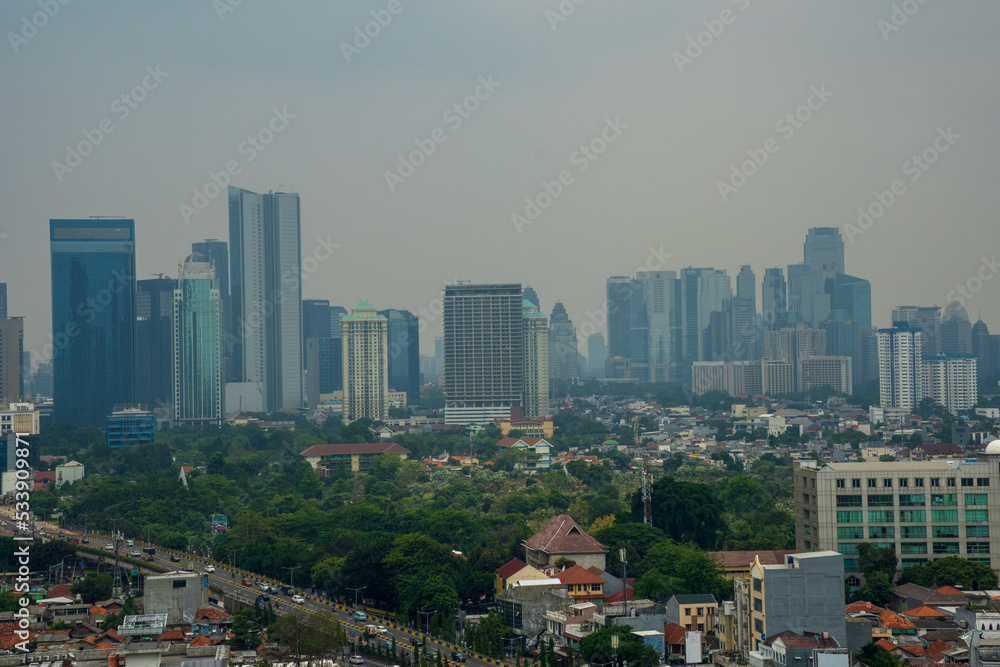 View Jakarta city during cloudy