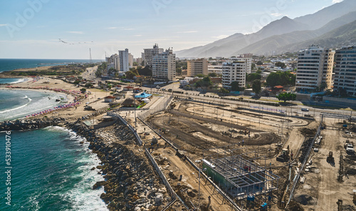 Aerial view Go kart track construction project, Caraballeda, La Guaira, Venezuela. Construction Area. photo