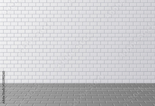 White ceramic tile, clean subway or street wall surface background. Vector illustration.