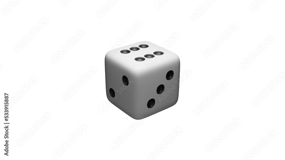 Dado bianco in 3d formato .PNG facciata numero 6 Dado bianco in 3d formato .PNG facciata numero 6