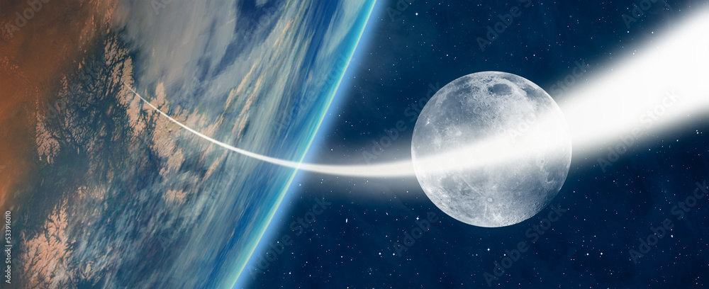 Long Exposure Night Time Rocket Launch - The Moon as Seen from the ...