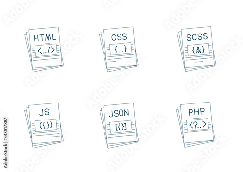 programming file extension icons set
