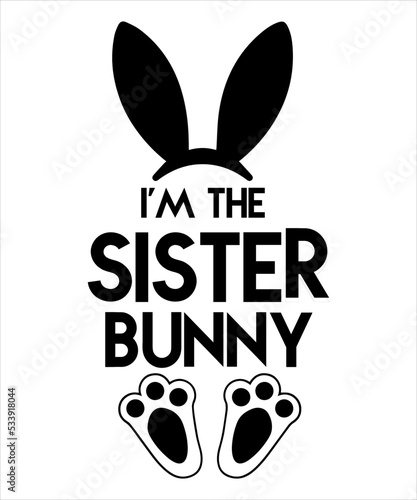 I'm The Sister Bunny, Shirt Print Template, Rabbit Christmas 