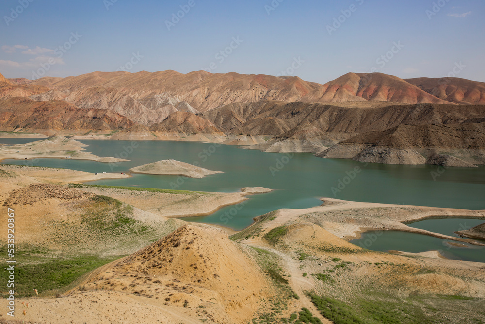 lake in the mountains in Armenia. Azat reservoir
