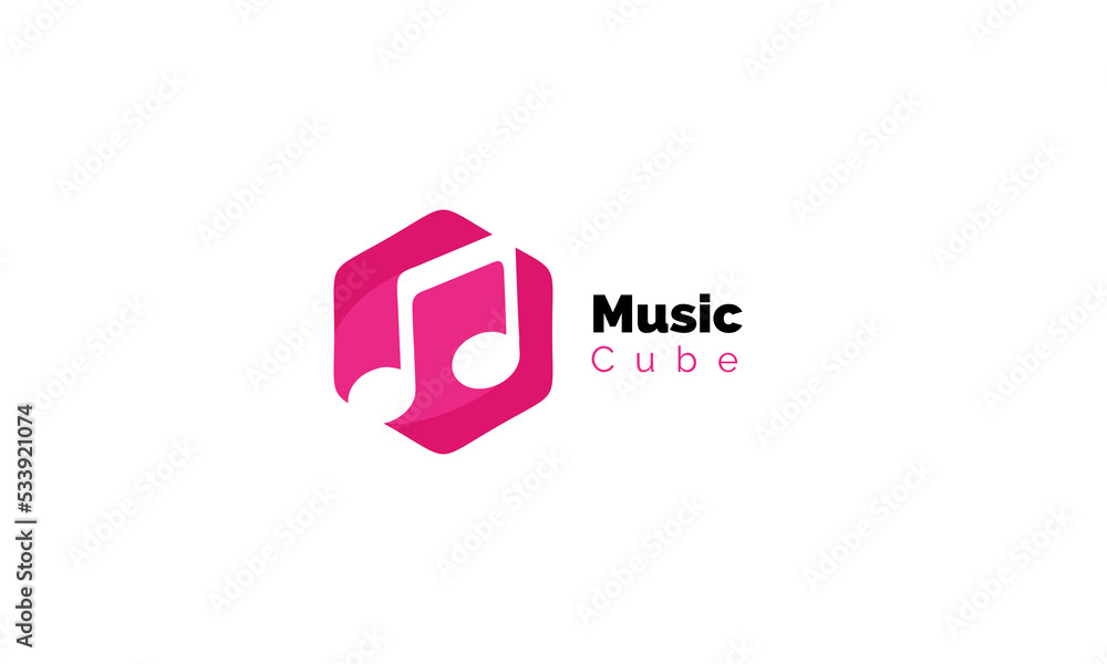 Modern Cube Music Symbol Logo Design Modern Cube Music Symbol Logo Design