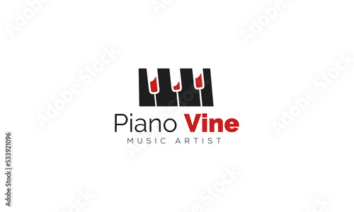 piano music Vine concept logo design
