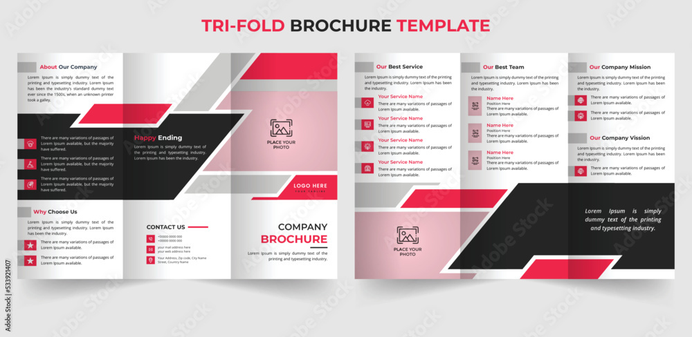 Creative trifold brochure template with business agency trifold brochure design